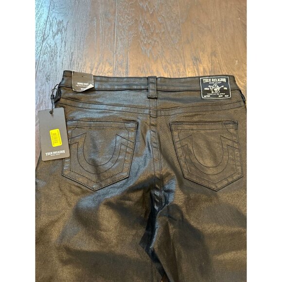 True Religion Jennie Curvy High Rise Super Skinny Coated Black Jeans nwt - Picture 4 of 4